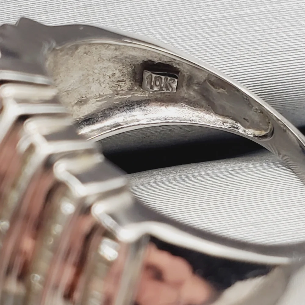 10k Solid White Gold Genuine Channel Set Baguette Diamond Statement Ring